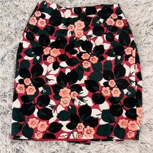 Ann Taylor Factory Pink and Green Floral Pencil Skirt